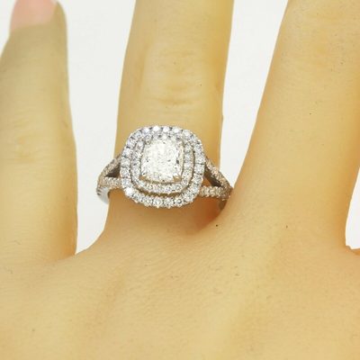 GIA Certified 2.56 CTW Diamond Engagement Ring Cushion Cut 14k White Gold