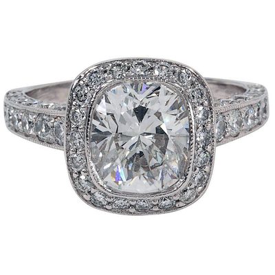 Vintage Style 3.00 CT Cushion Cut Diamond Engagement Ring Platinum GIA Certified