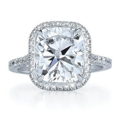 GIA Certified 3.00 CT Cushion Cut Diamond Engagement Ring 18k White Gold