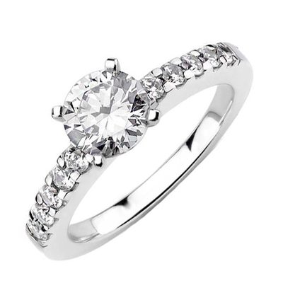 18k White Gold Round Cut Diamond Engagement Ring 2.80 CT GIA Certified