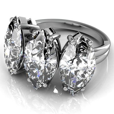 Three Stone GIA Certified 3.00 CT Engagement Ring Marquise Cut Diamond Platinum
