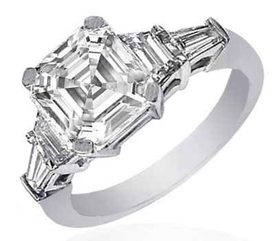 GIA Certified 3.00 Carat Asscher Shape Anniversary Diamond Ring 18K WG