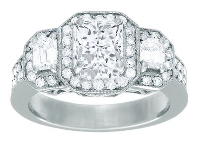GIA Certified Diamond Engagement Ring 3.50 CTW Princess Cut 18k White Gold