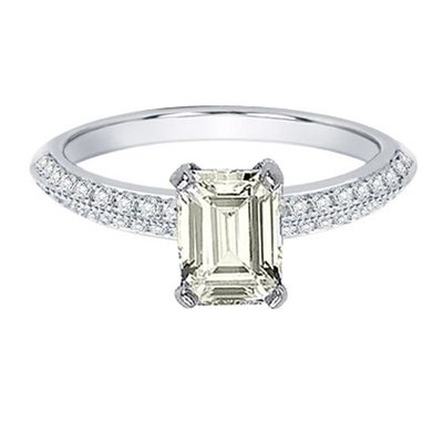 Diamond Engagement Ring 3.00 CT GIA Certified Emerald Cut 18k White Gold