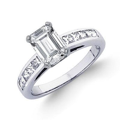 3.00 Carat Emerald & Princess Cut GIA Certified Diamond Engagement Ring 18k Gold