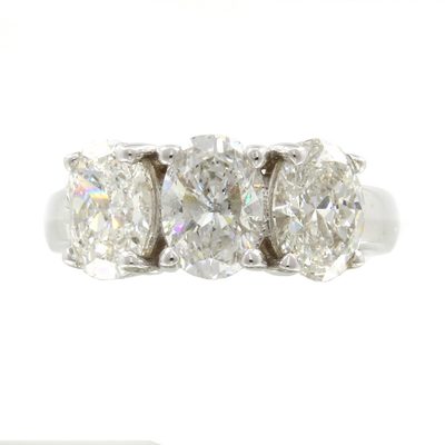 3.50 Carat Oval Cut Diamond Engagement Ring Platinum GIA Certified