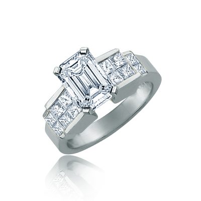 Emerald & Princess Cut 18k Gold GIA Certified Diamond Engagement Ring 3.50 CT