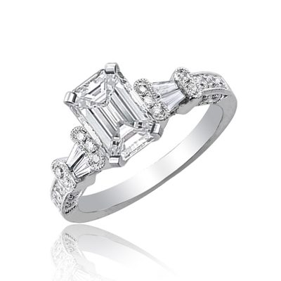 GIA Certified Emerald Cut 3.50 Carat 18k White Gold Diamond Engagement Ring