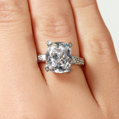 3.50 Carat Cushion Cut Diamond Engagement Ring 18k White Gold GIA Certified