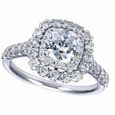 GIA Certified 4.00 Carat Cushion Cut Diamond Engagement Ring 18k White Gold