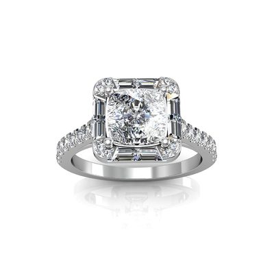 GIA Certified Vintage Cushion Cut 18k Gold Diamond Engagement Ring 3.00 CT