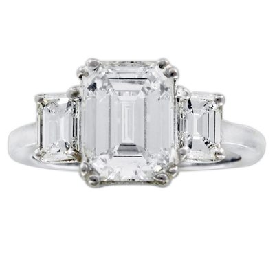Engagement Emerald Cut Diamond Ring GIA Certified 18k Gold 2.80 Carat