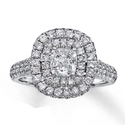 GIA Certified 18k Gold 3.00 Carat Cushion Cut Diamond Engagement Ring