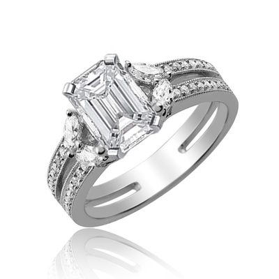 18k Gold Emerald Cut Diamond 3.50 CT Engagement Ring GIA Certified