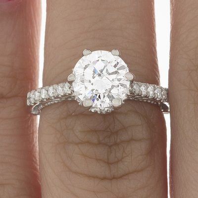 GIA Certified 3.00 Carat Round Cut Diamond Engagement Ring 18k White Gold