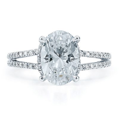 GIA Certified Diamond Engagement Ring  2.67 CTW Oval Cut 18k White Gold