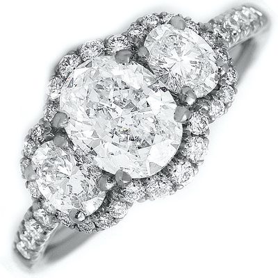 GIA Certified Oval Diamond Engagement Ring 3.10 Ct 18K White Gold VVS2 H