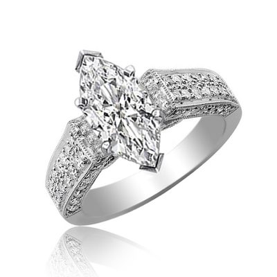 Ladies estate Design 2.00 Carat Marquise cut Diamond 18K Engagement Ring GIA