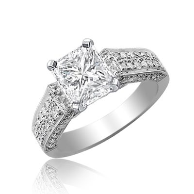 Stunning GIA Certified Radiant Cut Diamond Engagement Ring 18k Gold 3.50 CT