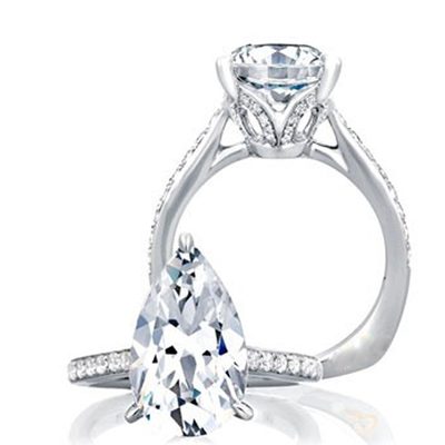 3.00 Carat 18k White Gold GIA Certified Pear Shape Diamond Engagement Ring