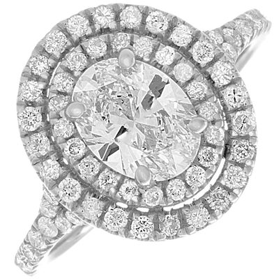 GIA Certified 3.50 Carat Oval Cut Diamond Engagement Halo Ring 18k White Gold