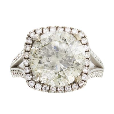 Halo Split Shank GIA Certified 3.96 carat Round Cut Diamond Engagement Ring 14k