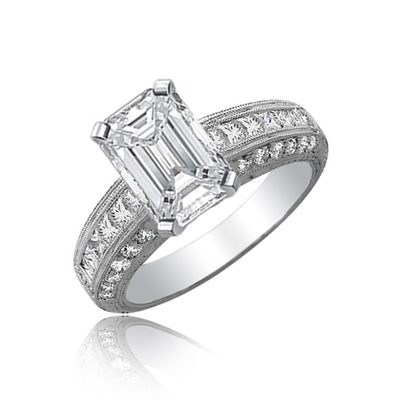 GIA Certified Emerald Cut 18k Gold Diamond 3.50 Carat Engagement Ring
