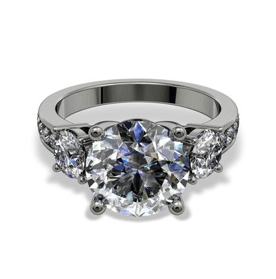 GIA Certified Round Cut Diamond 18k Gold Engagement Ring 3.10 Carat