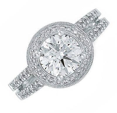 Round Brilliant Shape GIA Certified Diamond Engagement Split Shank Ring 3.75 ...