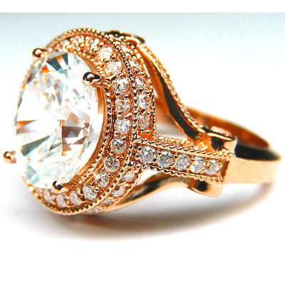 Diamond Engagement Ring GIA Certified Oval & Round Cut 4.25 Carat 18k Rose Gold