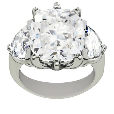 3 Stone Ring 3.00 Ct Cushion Cut Diamond Engagement 18k White Gold GIA Certified
