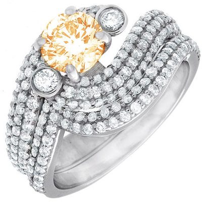 GIA Certified Diamond Engagement Ring 4 Carat Fancy Yellow Round Platinum