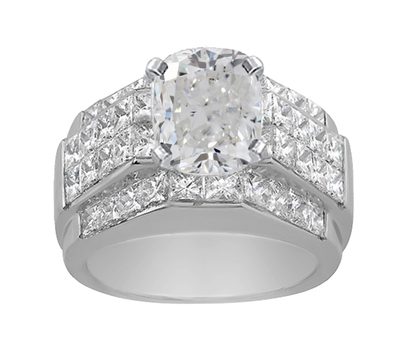 GIA Certified Diamond Engagement Ring 18k White Gold 4.90 carat Cushion Cut