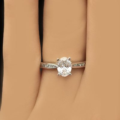 GIA Certified 4.00 Carat Diamond Oval Cut Engagement Ring 18k White Gold