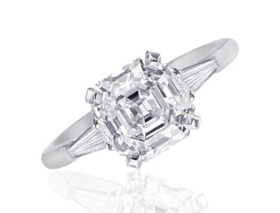 GIA Certified 3.50 CT Asscher & Baguette Cut Platinum Diamond Engagement Ring