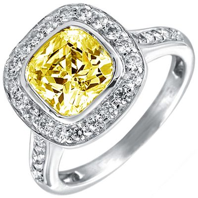 GIA Certified Fancy Yellow Cushion Diamond Engagement Ring 3.25 CT Platinum
