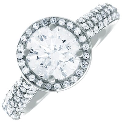 GIA Certified Round Cut Diamond Engagement Ring 18k White Gold 4.76  carat total