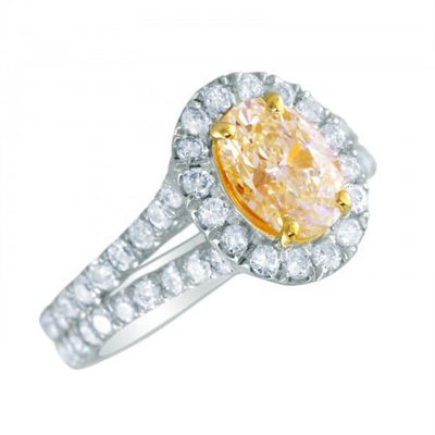 GIA Certified Fancy Yellow Oval Cut Diamond Engagement Ring 4.62 Ct VS1 Platinum