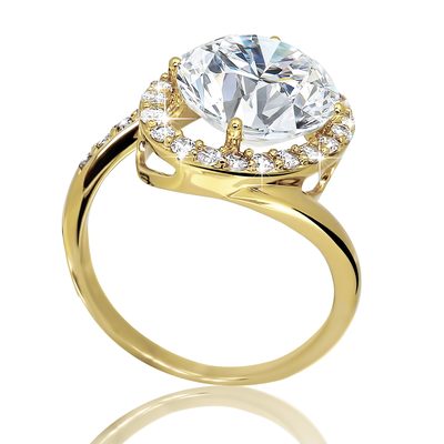 Diamond Engagement Ring GIA Certified 3.50 Carat Round Cut 18k Yellow Gold