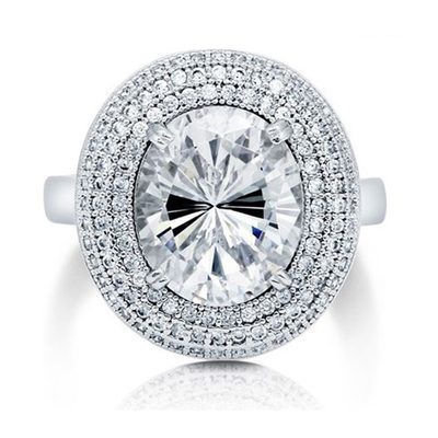 Diamond Engagement Ring Oval & Round Cut 4.50 Carat GIA Certified 18k White Gold