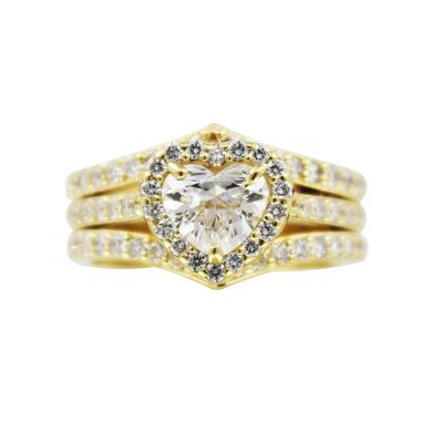 Diamond Heart and Round Shape Bridal Set Ring 2.25 Carat 18k Gold GIA Certified
