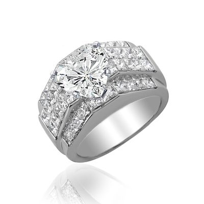 4.00 Carat Heart & Princess Cut Diamond 18k Bridal Set Ring GIA Certified