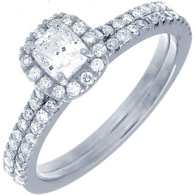 2.50 Carat Cushion & Round Cut Diamond Bridal Set Ring GIA Certified Platinum