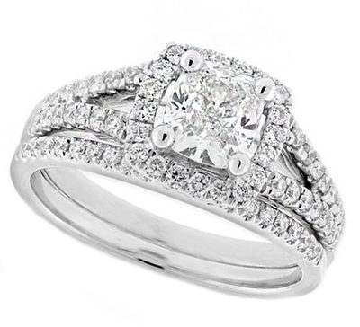 Square Halo Princess Cut 2.80CT Diamond Bridal Set Ring GIA Certified in 18k ...