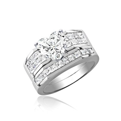 GIA Certified 2.0 CT Heart Shape Diamond Ring - 18K White Gold Invisible Setting