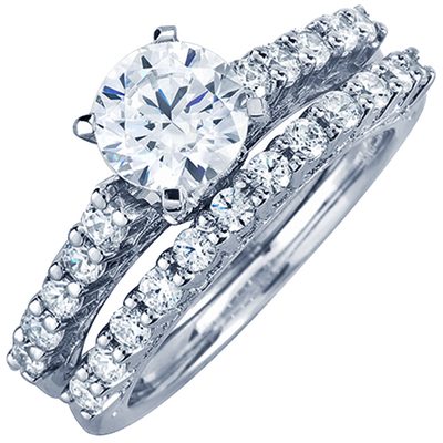 Round Cut Diamond Bridal Set Ring 3.00 Carat GIA Certified 18k Gold