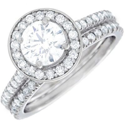 GIA Certified 3.00 Carat Round Cut Diamond Bridal Set Ring 18k White Gold