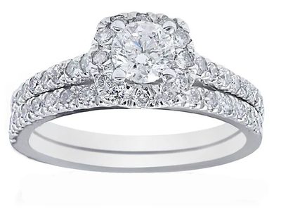 2.50 Carat Round Shape Diamond Bridal Ring Set GIA Certified 18k White Gold