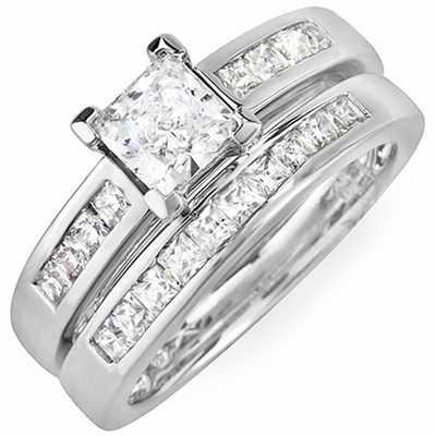 GIA Certified 2.50 Carat Diamond Princess Cut Engagement Ring 18k White Gold
