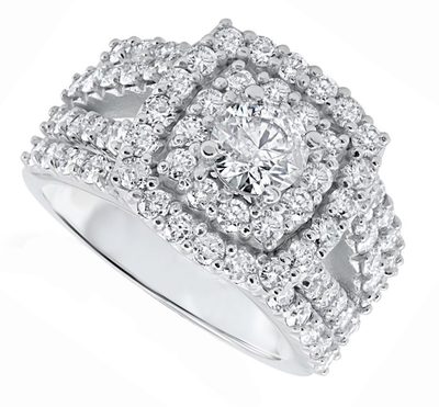 18k Gold Round Brilliant Cut Diamond Bridal Set Ring 2.50 Carat GIA Certified